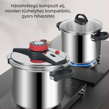 Double Happiness 304 rozsdamentes acél nyomáseszköz, nagy kapacitású, háztartási, univerzális gáz- és indukciós tűzhelyhez, robusztus és robbanásbiztos