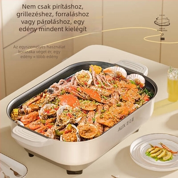 Elektronikus többfunkciós edény, 1500W+, 6L, forró fazekakhoz és hal grillhez, gőzölés, sütés, főzés, párolás