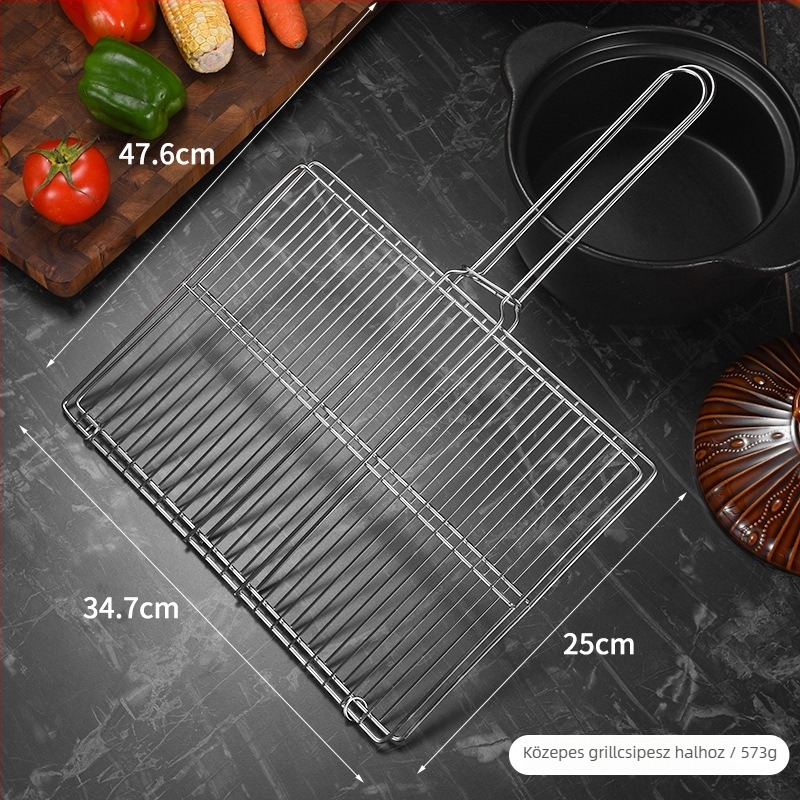 Rozsdamentes acél grillklippek halakhoz, nyársakhoz és zöldségekhez – multifunkcionális grill eszköz
