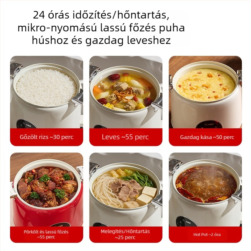 Kisméretű elektromos nyomás alatti főzőedény forgó mikronyomásos rendszerrel, multifunkcionális, szivárgásmentes, kollégiumi méretű, 1–2 személyre