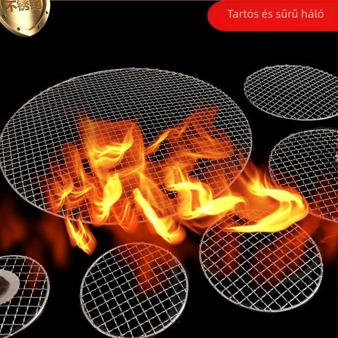 Rozsdamentes acélból készült kör alakú grillszál háló kültéri használatra, vastagabb grillrács koreai barbecue-hoz