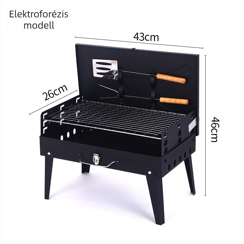 Összecsukható dohányzásmentes kültéri grillsütő beépített eszközökkel, hordozható vas grill otthoni használatra