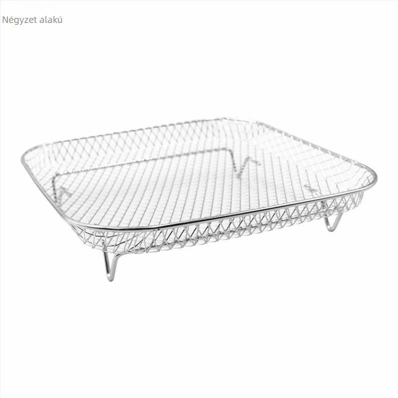 304 rozsdamentes acél grillrács levegő-főzőhöz, zöldségekhez és húsokhoz, olajcseppentő kosár és mikrohullámú grillrács
