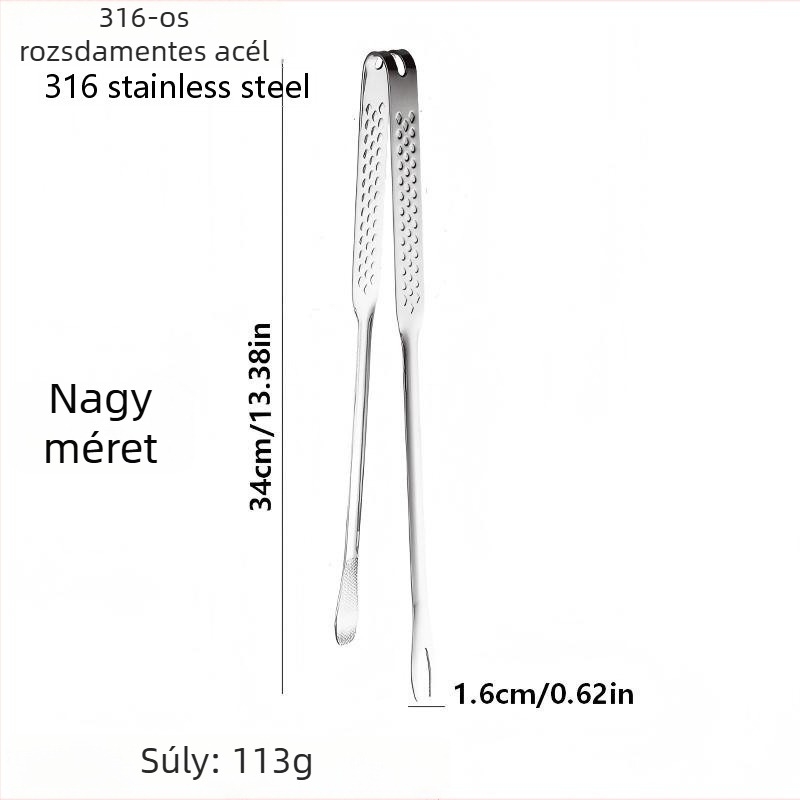 Liangsheng 316 rozsdamentes acél vastag grillcsipesz beépített villával, élelmiszer- és steakcsipesz, koreai stílusú