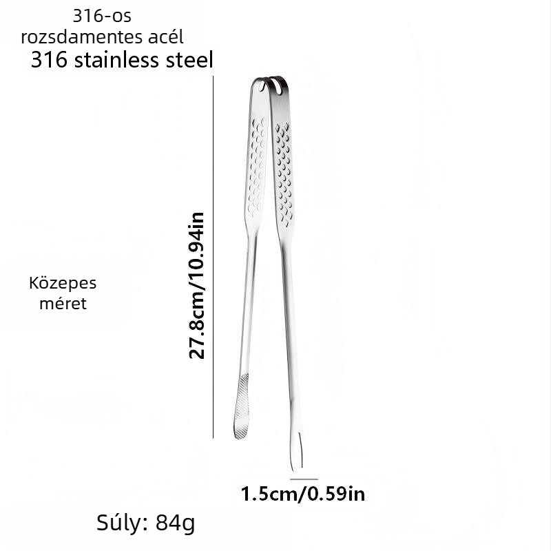 Liangsheng 316 rozsdamentes acél vastag grillcsipesz beépített villával, élelmiszer- és steakcsipesz, koreai stílusú