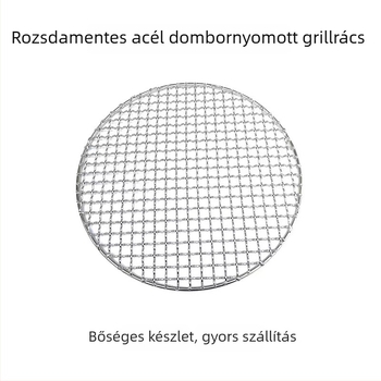 Kerek rozsdamentes acél teafőző állvány faszénes tűzhelyhez, grillszerkezet kettős füllel, égésvédő BBQ háló kempingezéshez