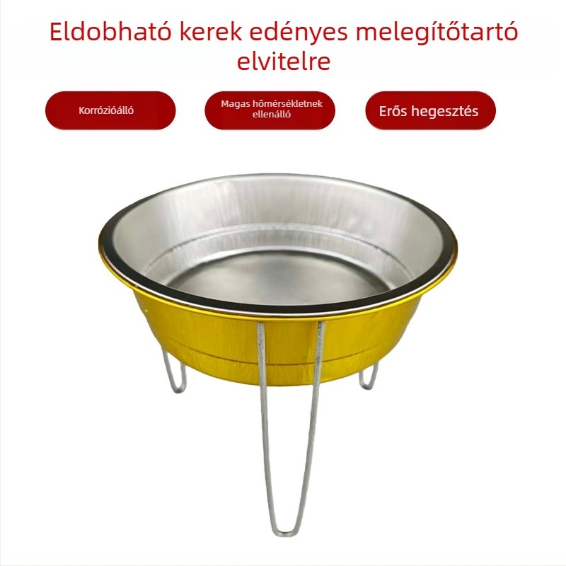 Egyszer használatos kör alakú alufóliatartó grillsütőhöz, barbecue-hoz és forró fazékhoz