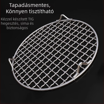 Kerek 304 rozsdamentes acél grillrács lábakkal, teázáshoz, hús sütéséhez, olajlecsöpögtetéséhez, füstöléshez, sütéshez és levegőben sütéshez