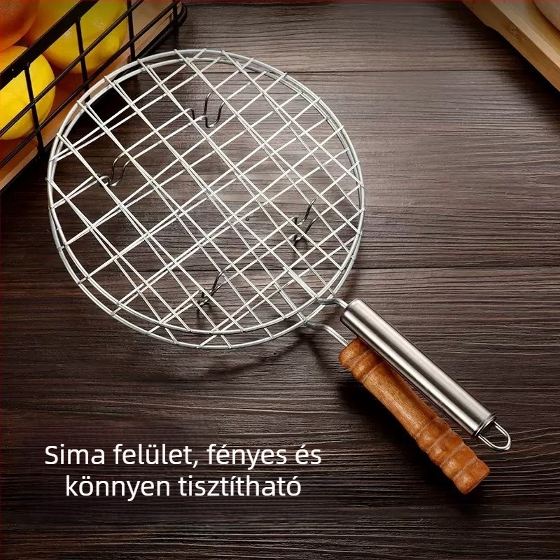 Kör alakú grillháló fogantyúval, égési sérülések elleni védelem, kültéri grillezésre és teafőzéshez az üst körül
