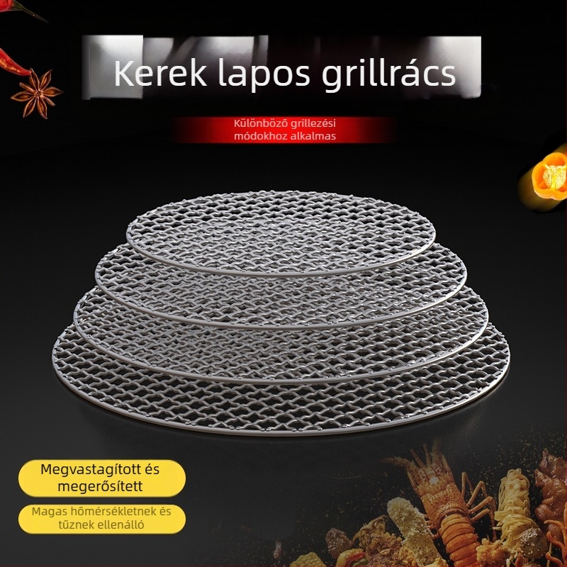 Kör alakú grillháló fogantyúval, égési sérülések elleni védelem, kültéri grillezésre és teafőzéshez az üst körül