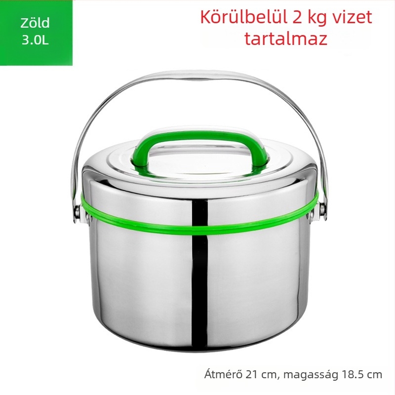 A524 Nagy kapacitású 304 rozsdamentes acél szigetelt ebédes doboz, hordozható, kétszintes