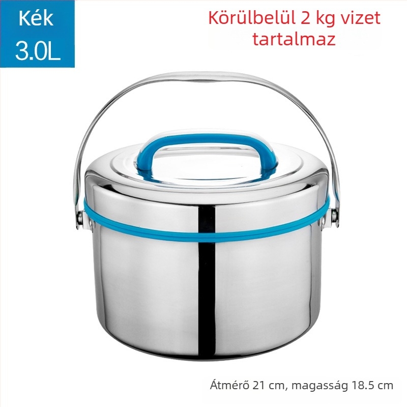 A524 Nagy kapacitású 304 rozsdamentes acél szigetelt ebédes doboz, hordozható, kétszintes