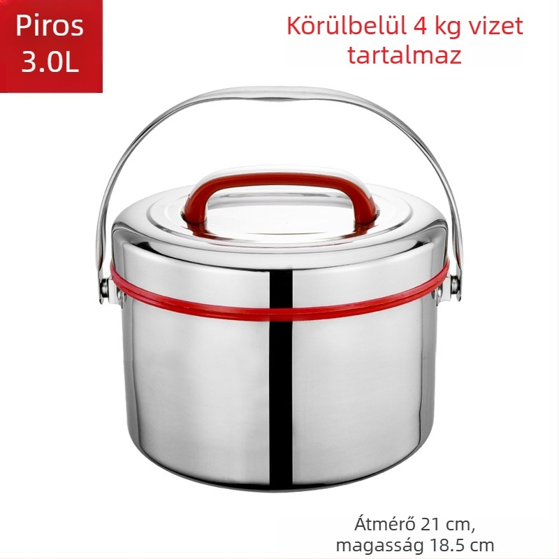 A524 Nagy kapacitású 304 rozsdamentes acél szigetelt ebédes doboz, hordozható, kétszintes