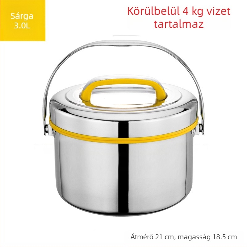 A524 Nagy kapacitású 304 rozsdamentes acél szigetelt ebédes doboz, hordozható, kétszintes