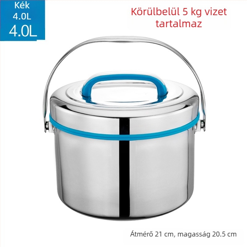 A524 Nagy kapacitású 304 rozsdamentes acél szigetelt ebédes doboz, hordozható, kétszintes
