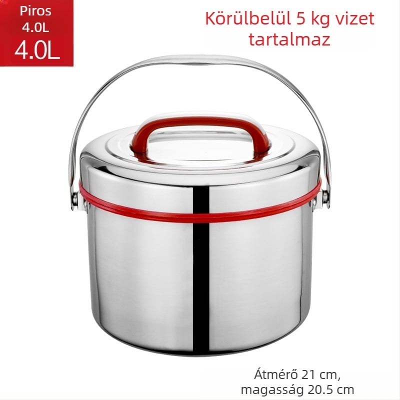 A524 Nagy kapacitású 304 rozsdamentes acél szigetelt ebédes doboz, hordozható, kétszintes