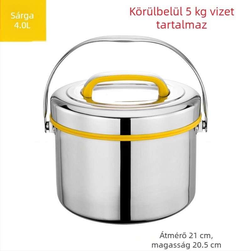 A524 Nagy kapacitású 304 rozsdamentes acél szigetelt ebédes doboz, hordozható, kétszintes