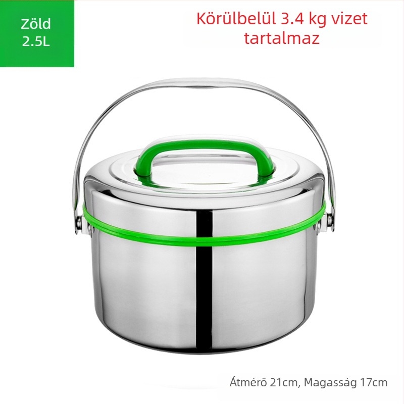A524 Nagy kapacitású 304 rozsdamentes acél szigetelt ebédes doboz, hordozható, kétszintes