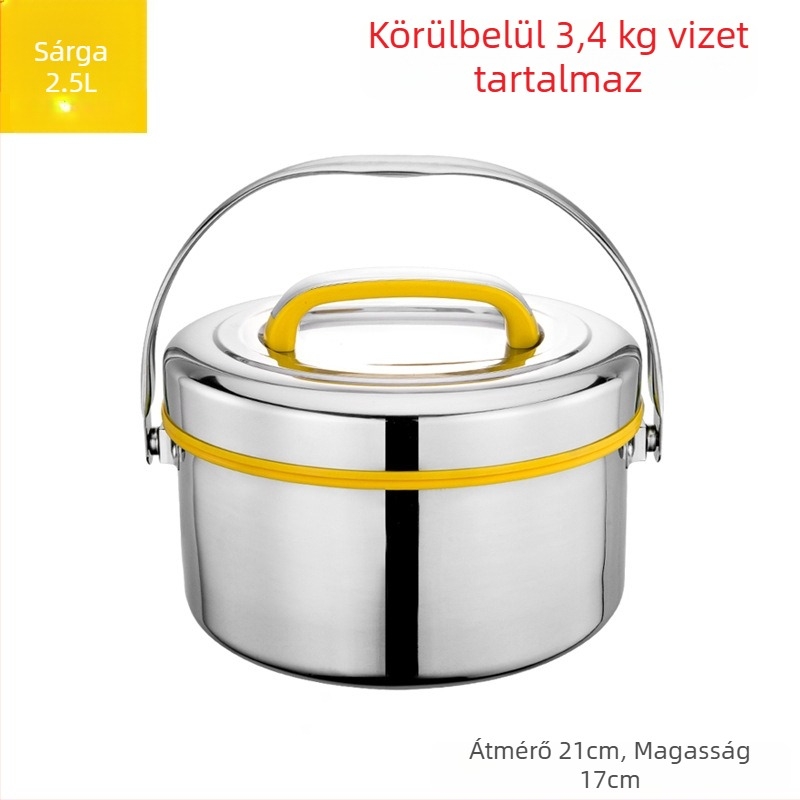 A524 Nagy kapacitású 304 rozsdamentes acél szigetelt ebédes doboz, hordozható, kétszintes