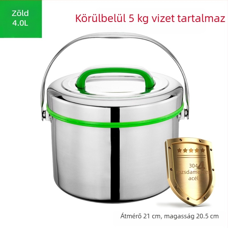 A524 Nagy kapacitású 304 rozsdamentes acél szigetelt ebédes doboz, hordozható, kétszintes