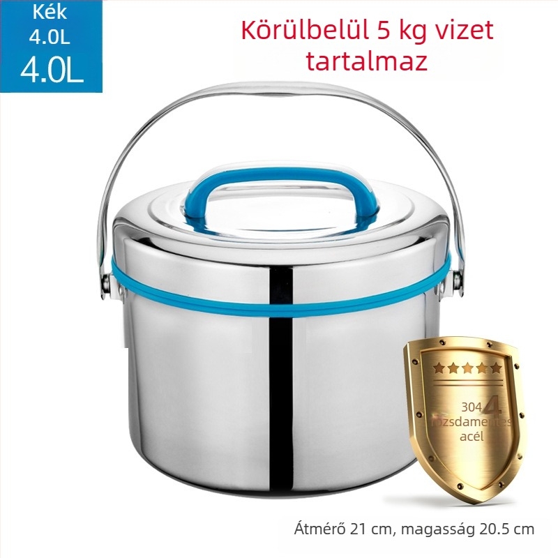 A524 Nagy kapacitású 304 rozsdamentes acél szigetelt ebédes doboz, hordozható, kétszintes