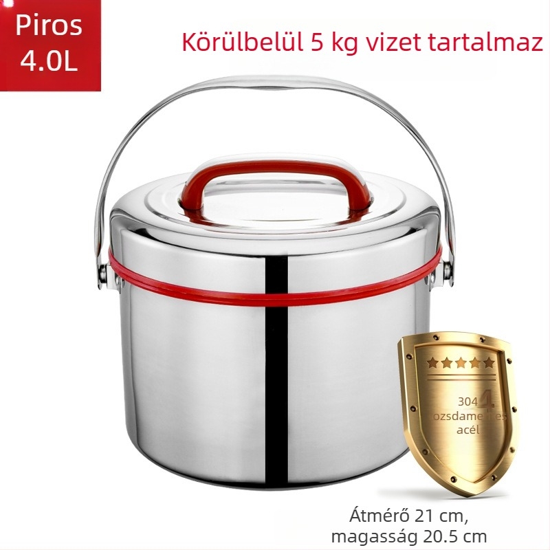 A524 Nagy kapacitású 304 rozsdamentes acél szigetelt ebédes doboz, hordozható, kétszintes