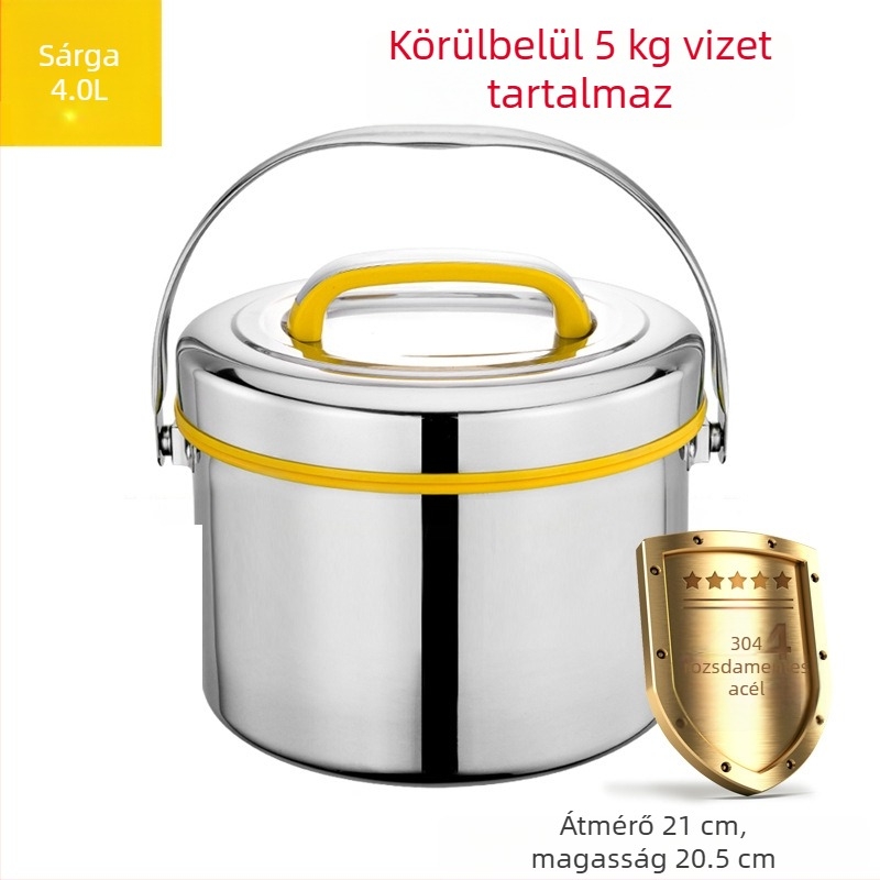 A524 Nagy kapacitású 304 rozsdamentes acél szigetelt ebédes doboz, hordozható, kétszintes