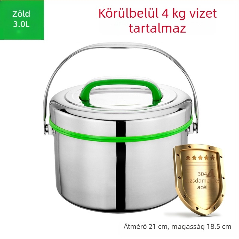 A524 Nagy kapacitású 304 rozsdamentes acél szigetelt ebédes doboz, hordozható, kétszintes