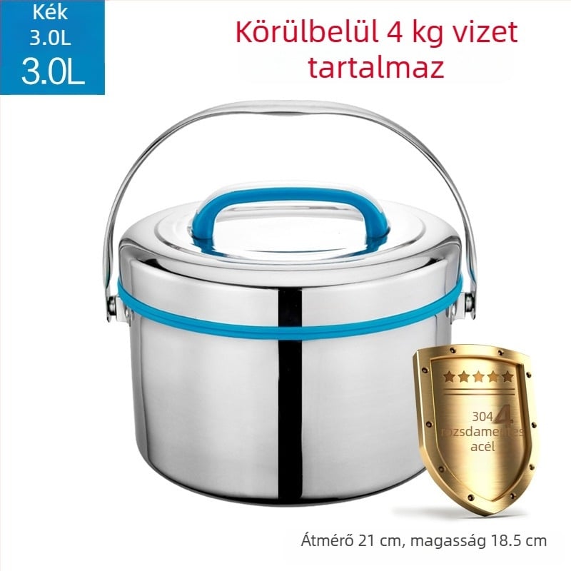 A524 Nagy kapacitású 304 rozsdamentes acél szigetelt ebédes doboz, hordozható, kétszintes