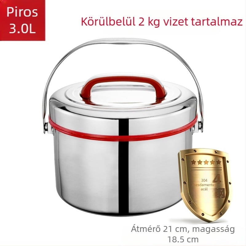 A524 Nagy kapacitású 304 rozsdamentes acél szigetelt ebédes doboz, hordozható, kétszintes