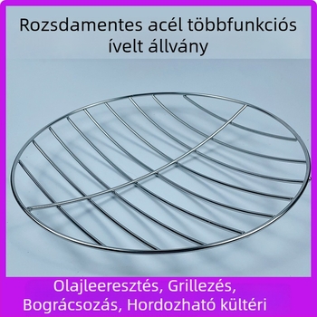 Ívelt rozsdamentes acél szűrő és grillháló – többfunkciós konyhai kiegészítő pároláshoz és zsiradék lecsöpögtetéséhez