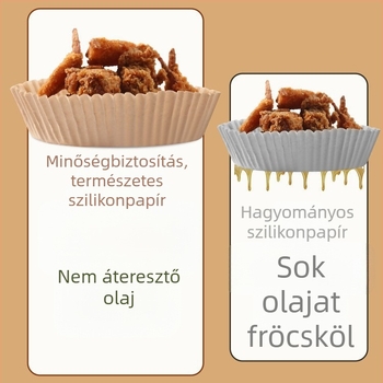 Silikon sütőpapír olajfel szívó alátéttel – Air Fryerhez, négyzetretes, hőálló
