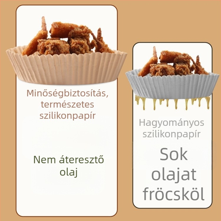 Silikon sütőpapír olajfel szívó alátéttel – Air Fryerhez, négyzetretes, hőálló