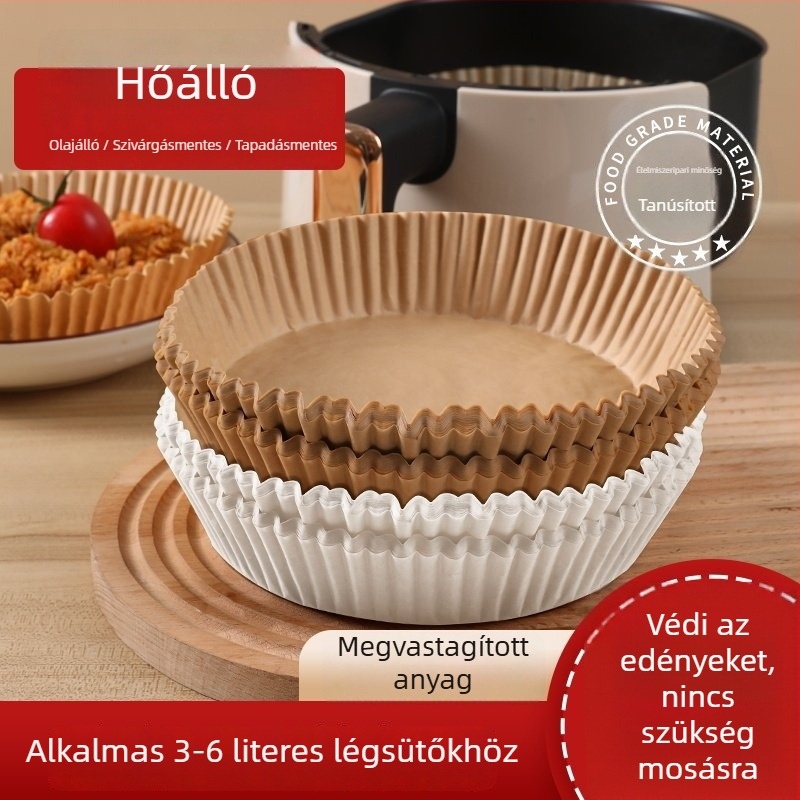 Silikon sütőpapír olajfel szívó alátéttel – Air Fryerhez, négyzetretes, hőálló