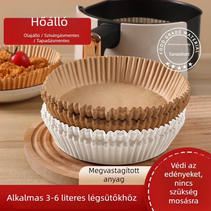Silikon sütőpapír olajfel szívó alátéttel – Air Fryerhez, négyzetretes, hőálló