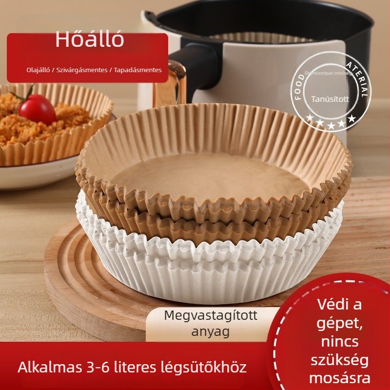 Silikon sütőpapír olajfel szívó alátéttel – Air Fryerhez, négyzetretes, hőálló