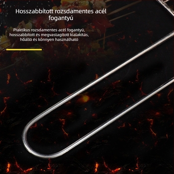 Rozsdamentes acél barbecue grillháló zöldségekhez és halhoz, csipesz és grilllapát – kültéri főzéshez