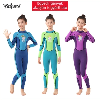 Yakevo 2,5 mm gyerekeknek készült búvárruha lányoknak, egybeöltözős, hosszú ujjú, hosszú lábszárú, neoprenből, cartoon mintával