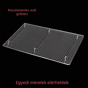 Rozsdamentes acélháló tál lábbal grillhez, sütéshez és olajlevezetéshez