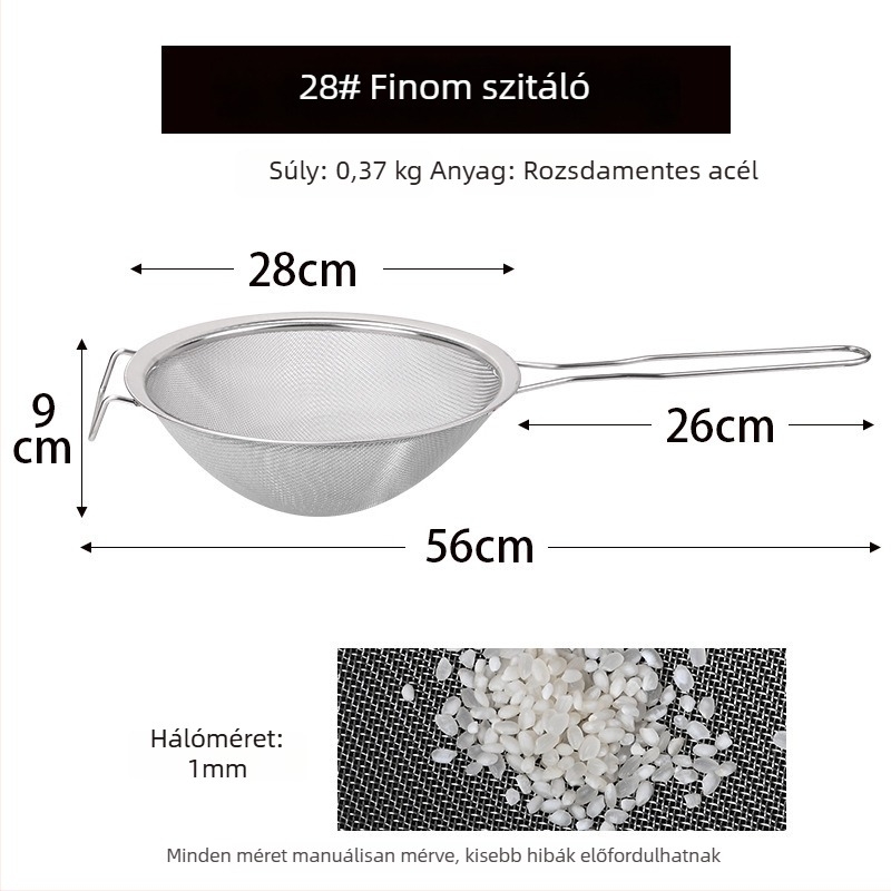 Nagy rozsdamentes acél szűrőkanál sütéshez – professzionális konyha