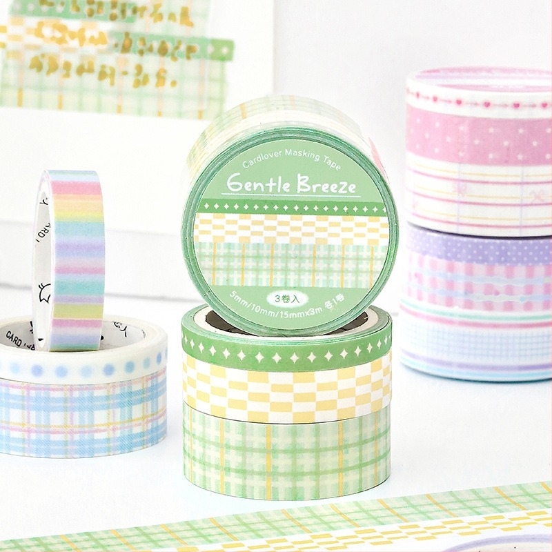 Letter Lover washi szalagkészlet, Spring Prelude sorozat, egyszerű, friss alapcsíkok a kollázshoz