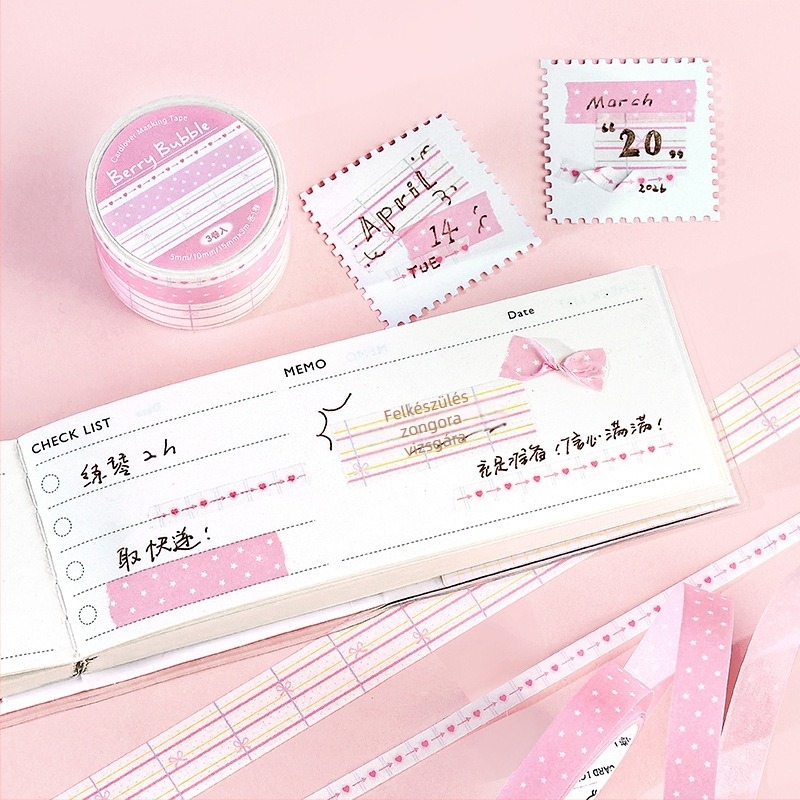 Letter Lover washi szalagkészlet, Spring Prelude sorozat, egyszerű, friss alapcsíkok a kollázshoz
