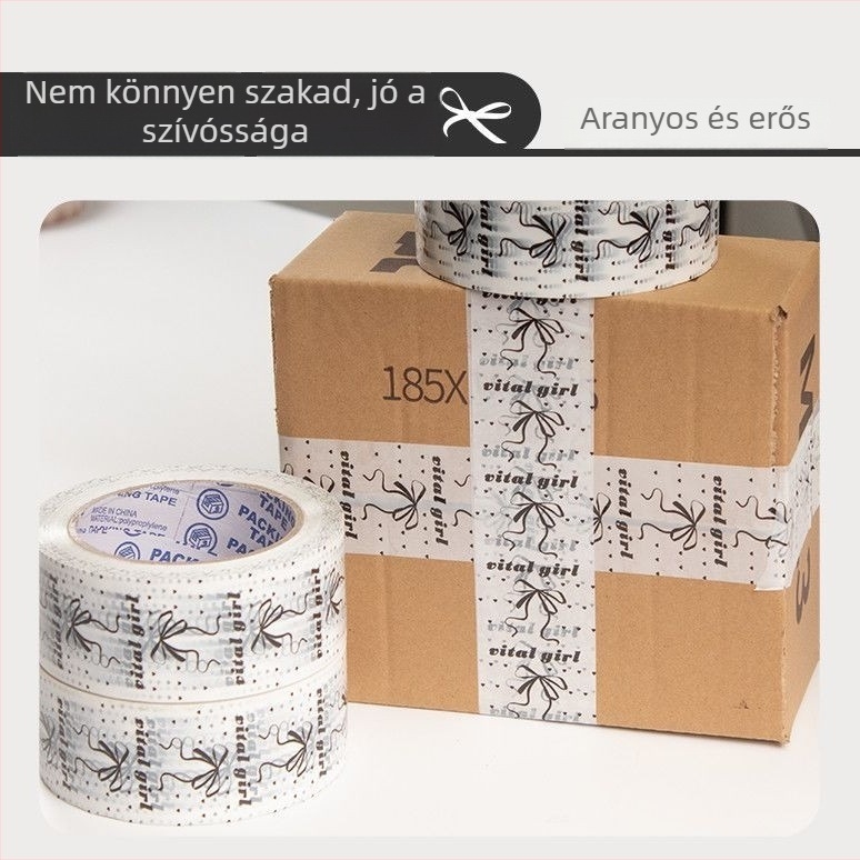 THANKYOU nyomtatott szalag gyors csomagoláshoz és dobozok lezárásához, divatos betűs szalag, nagy tekercs, 60 m hosszú, 4.5 cm széles