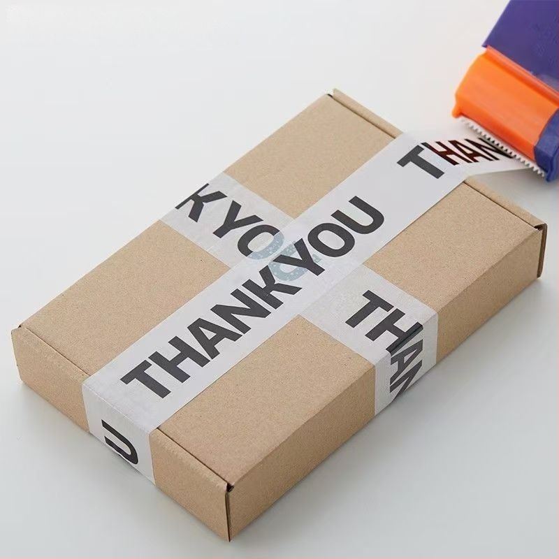 THANKYOU nyomtatott szalag gyors csomagoláshoz és dobozok lezárásához, divatos betűs szalag, nagy tekercs, 60 m hosszú, 4.5 cm széles