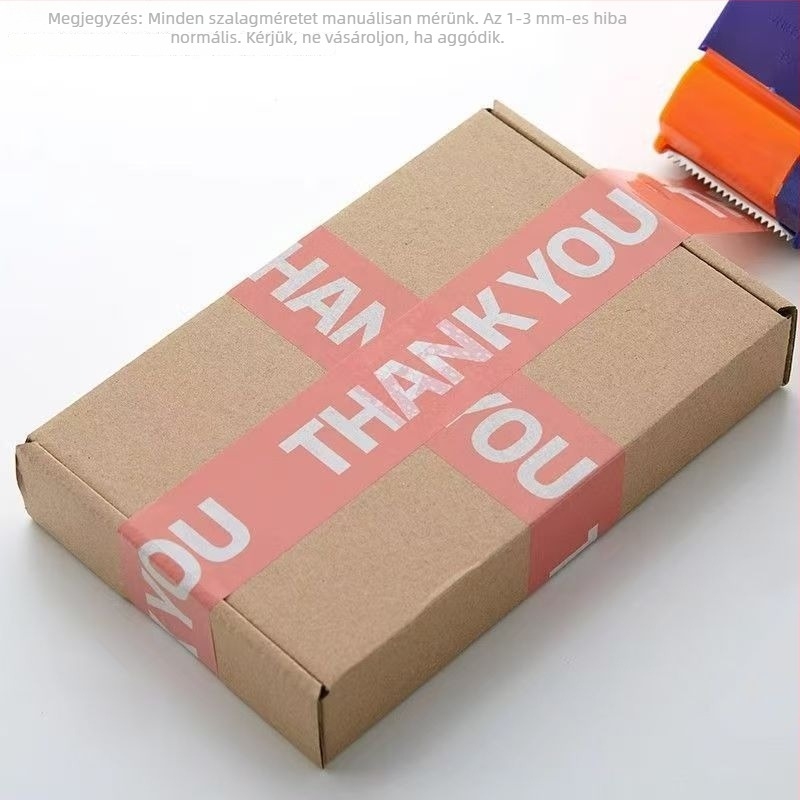 THANKYOU nyomtatott szalag gyors csomagoláshoz és dobozok lezárásához, divatos betűs szalag, nagy tekercs, 60 m hosszú, 4.5 cm széles