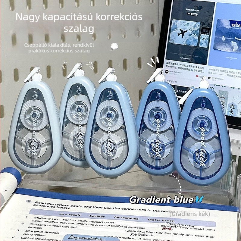Gradient korrektor szalag nagy kapacitású, több színű, sima csúszású, kinyitható fedél, kreatív korrekciós szalag