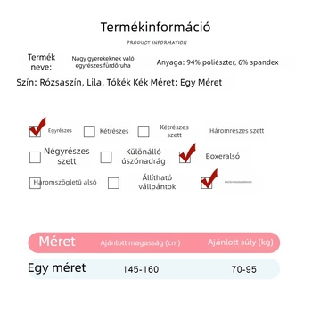 Lányoknak készült egyrészes fürdőruha középső és nagyobb gyerekeknek, konzervat sportos stílus, gyorsan száradó edzésekhez és nyaralásokhoz