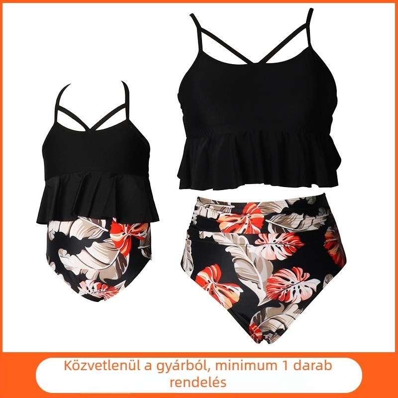 Hiyu családi egyeztetett fürdőruha nőknek – európai/amerikai stílusú kétrészes bikini – anyuka-lánya fürdőruha szett