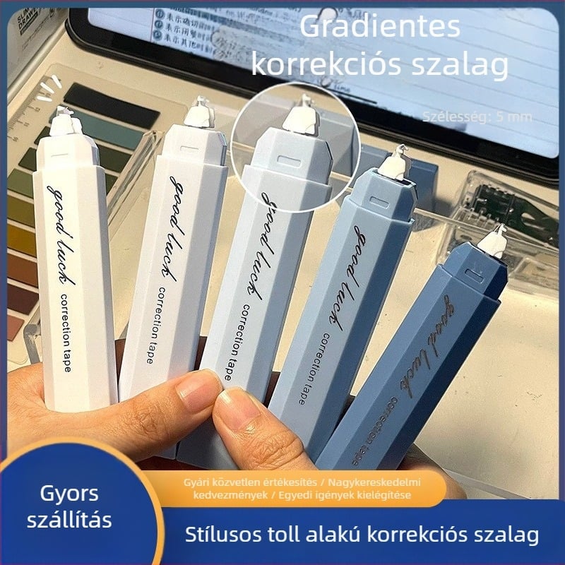 Gradiens korrigálós szalag, nagy kapacitású, csendes, sima, hordozható, nyom nélkül, toll-stílusú korrektor diákok számára