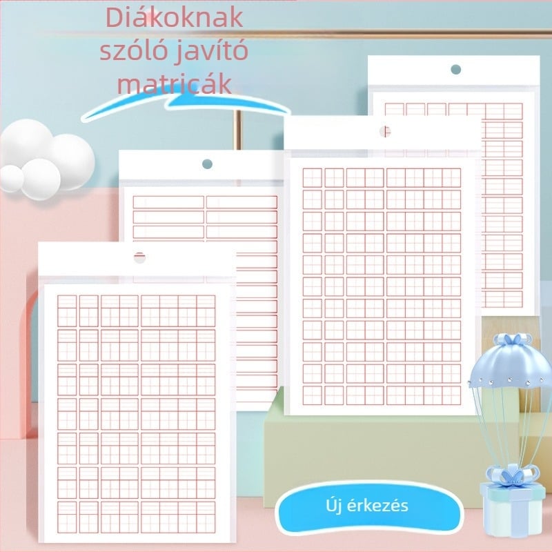Első osztályos korrekciós matricák, helyesírási és szókorrekciókhoz, oktatási kellékek, 10 lapos csomag, modell JZDZ-Z001R, Step by step